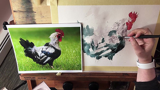 Michele Clamp Watercolor Rooster